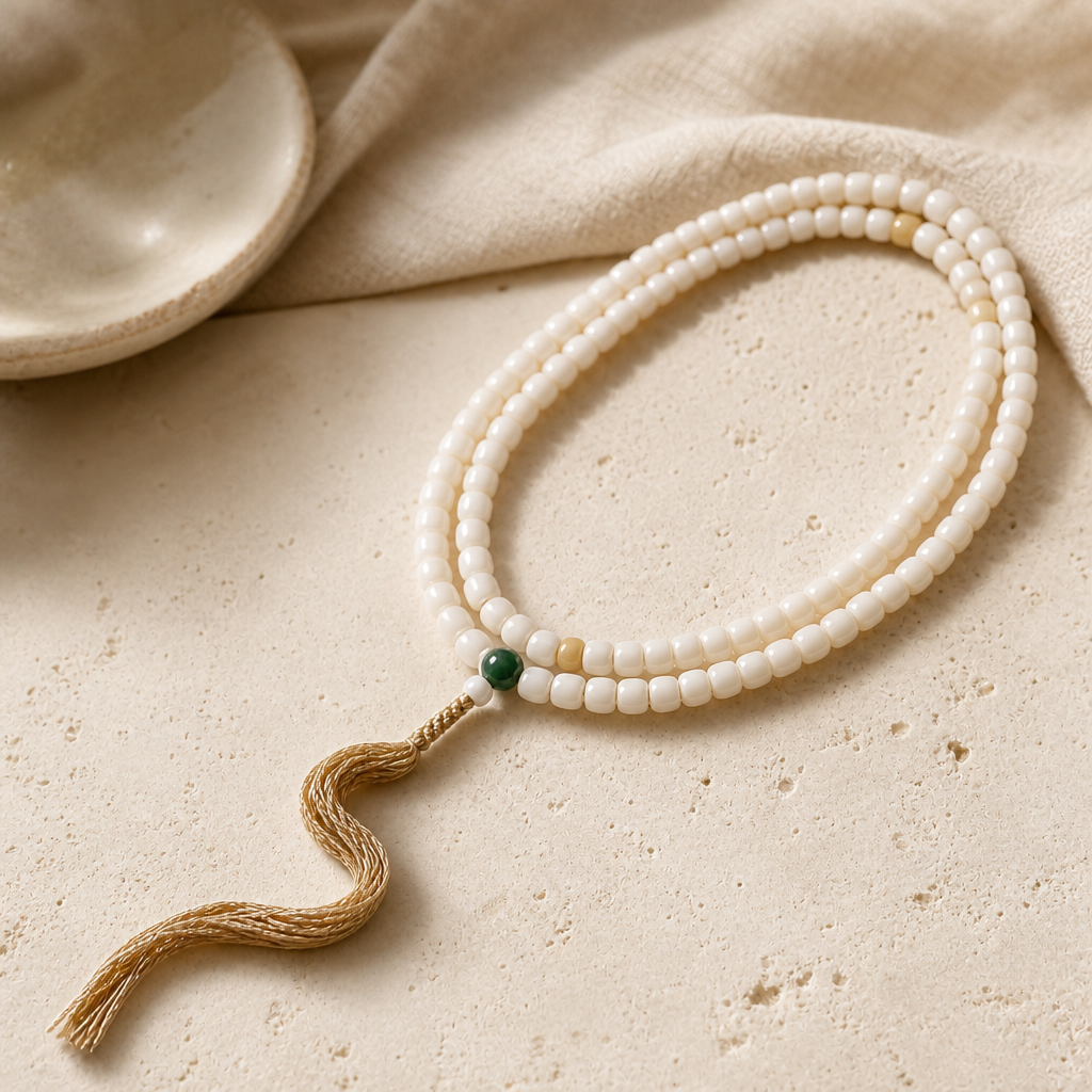 Natural White Jade Bodhi Root 108 Bracelets Hero Support B product image featuring Jade.