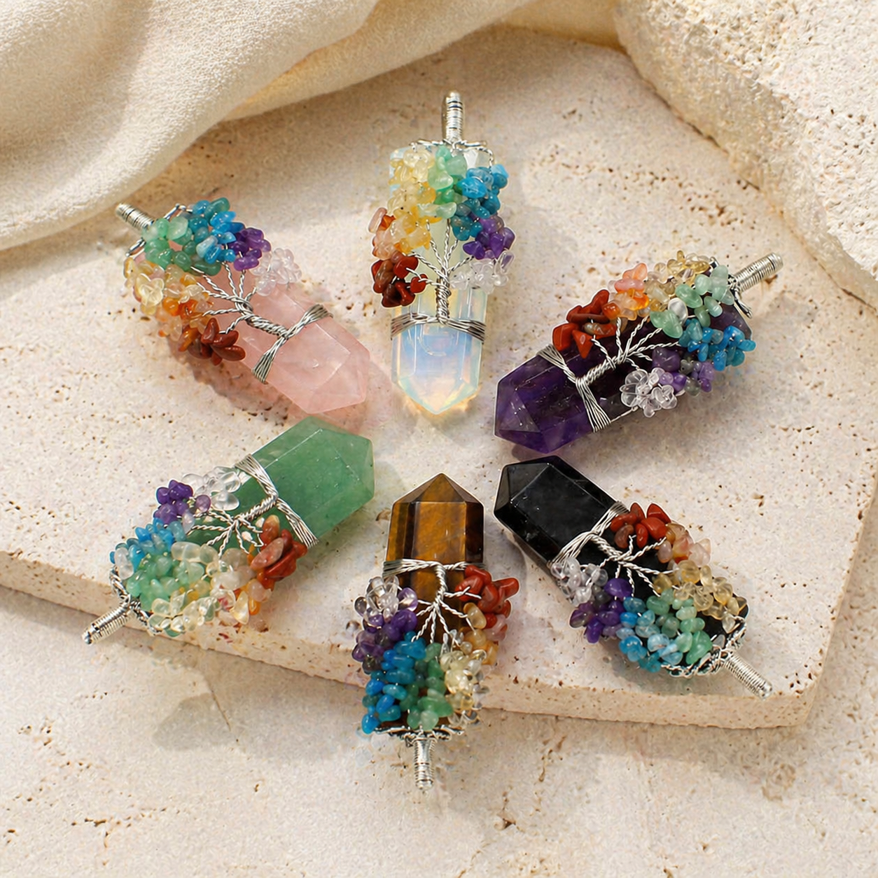 Amethyst Tree of Life Pendant Necklace Hero Support B product image featuring Amethyst.