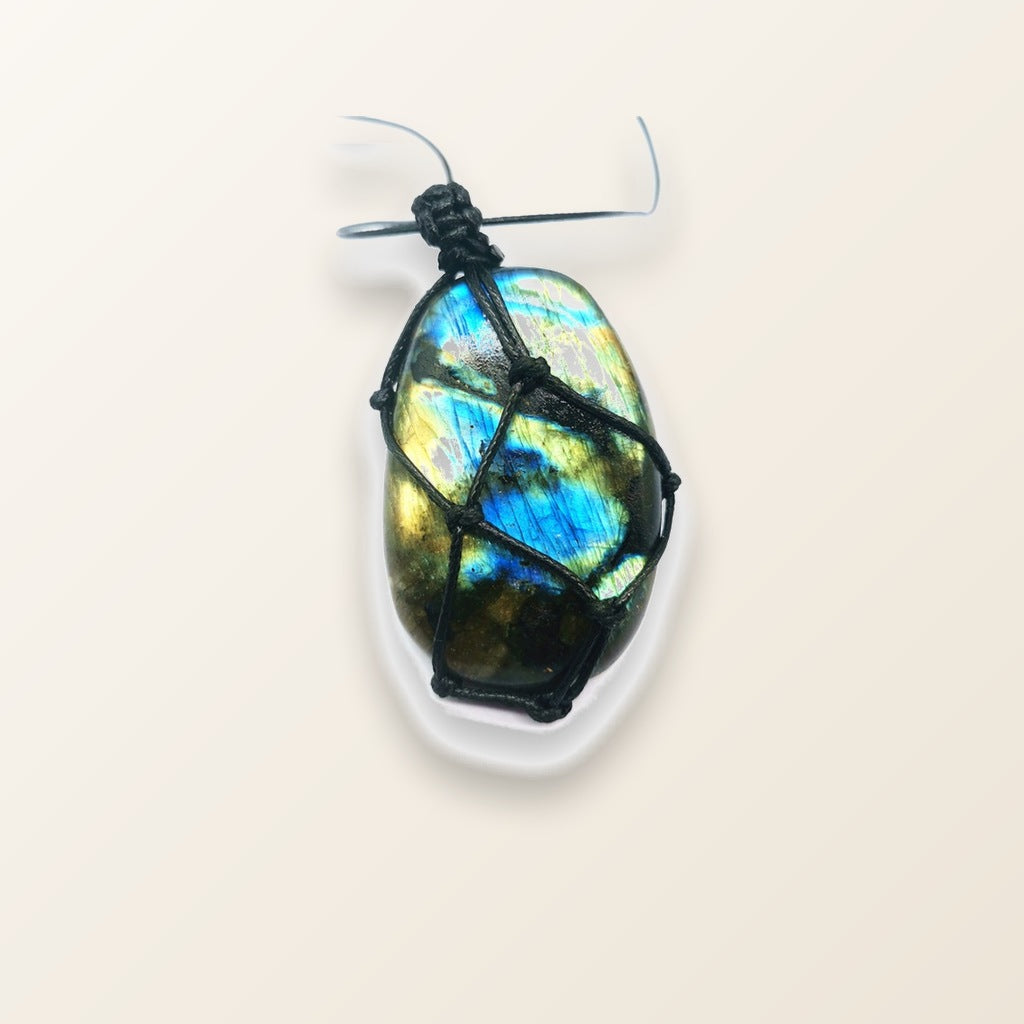 Moonstone & Labradorite Rough Stone Pendant Necklace Macro Detail product image featuring Moonstone.