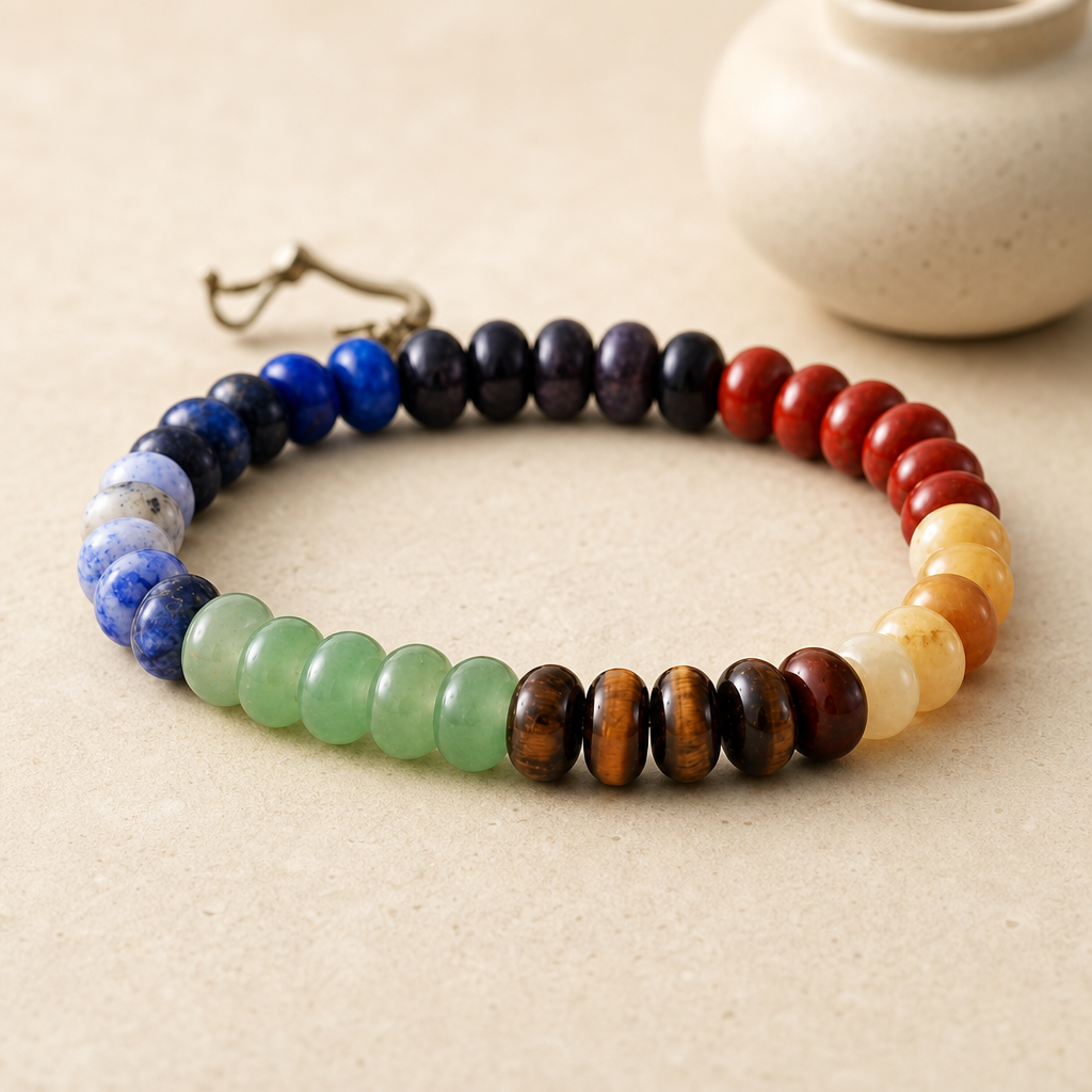 Contrast Natural Stone Bead Bracelet Hero Support B product image featuring Natural Stone.