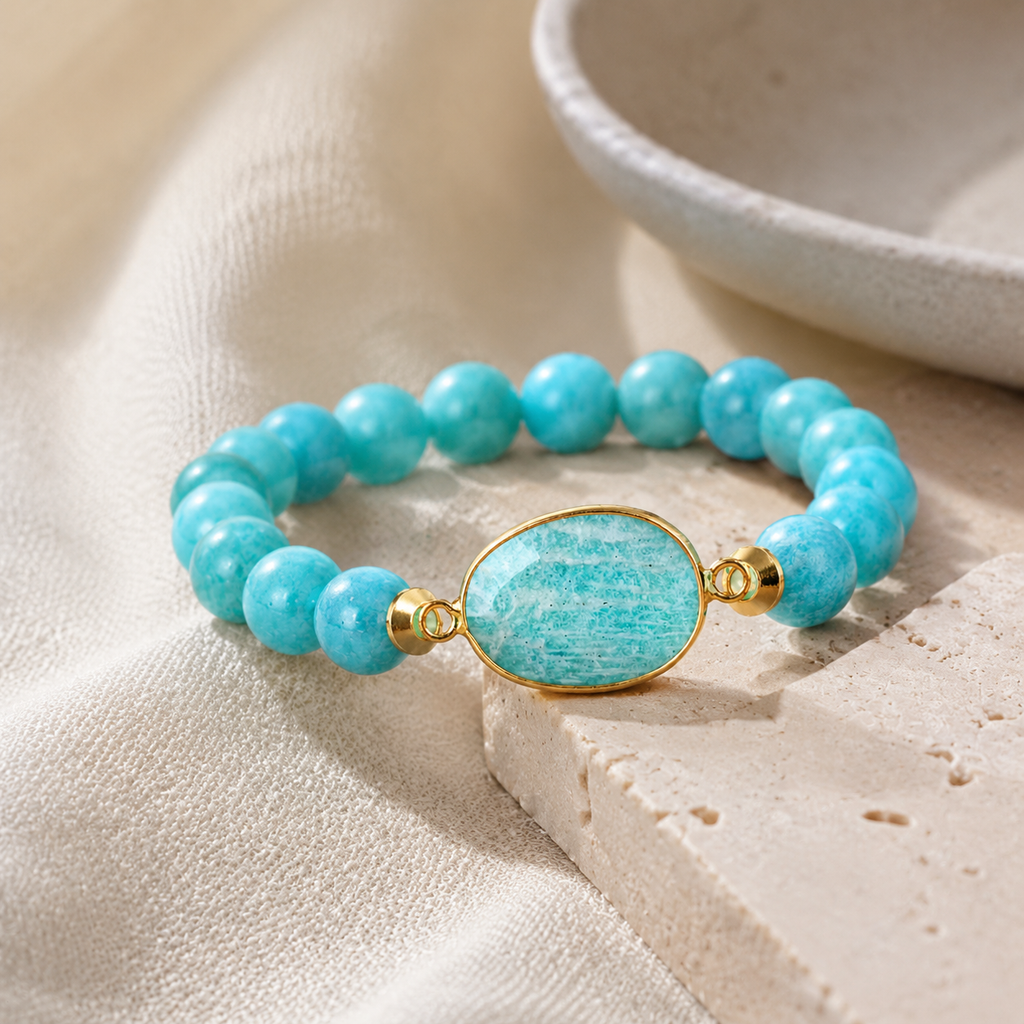Natural Stone Beaded Bracelet Hero Support B product image featuring Natural Stone.