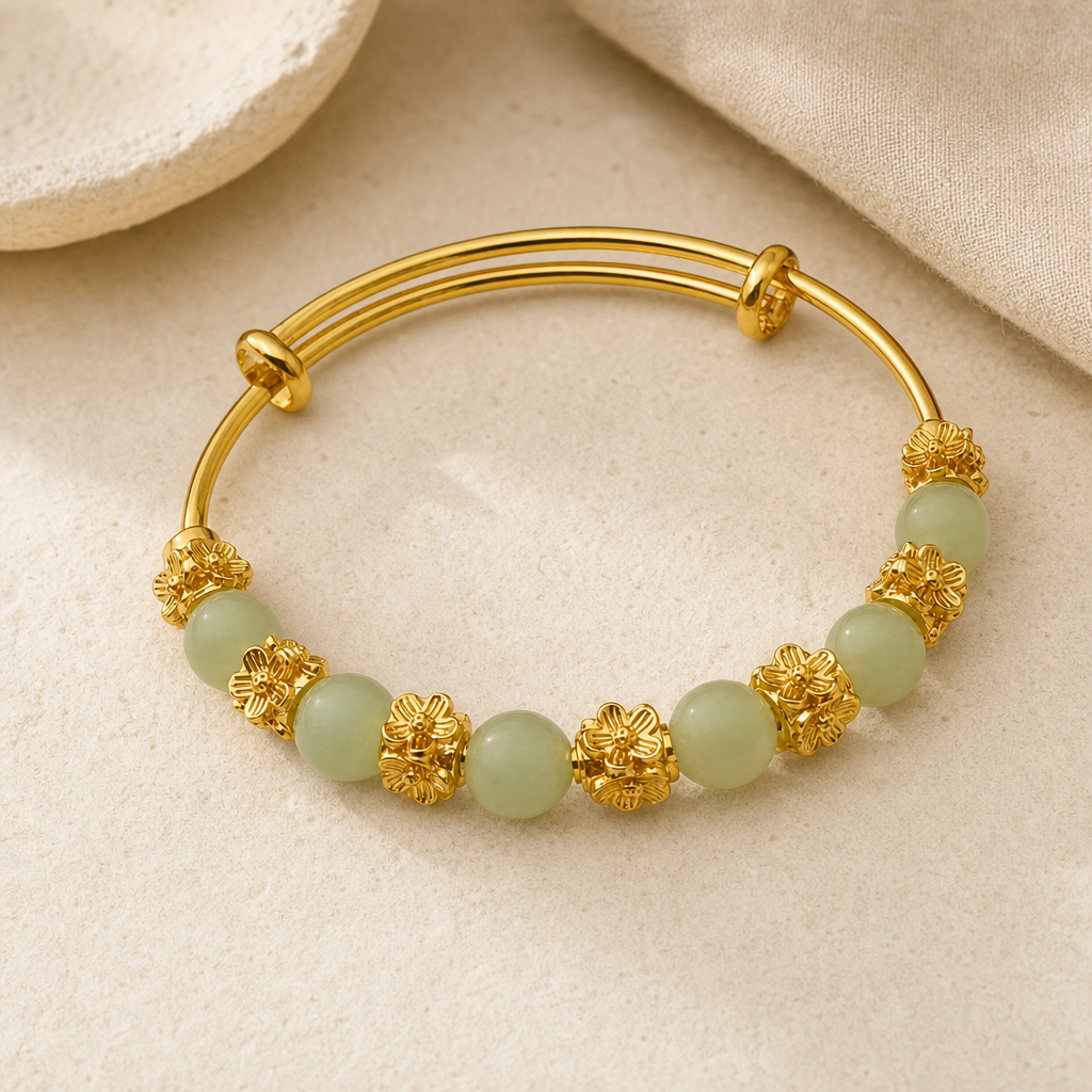 Green Chalcedony Flower Bracelet Hero Support B product image featuring Chalcedony.