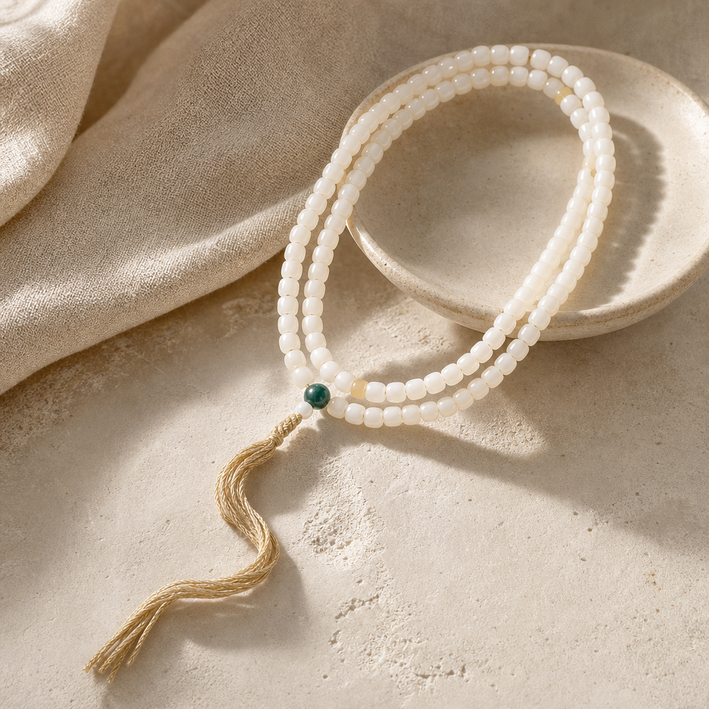 White Jade 108 Bead Wrap Bracelet Hero Support B product image featuring Jade.