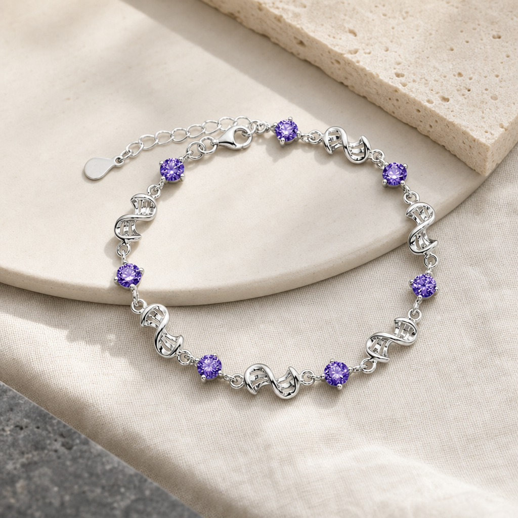 Amethyst Silver Link Bracelet Hero Support B product image featuring Amethyst.