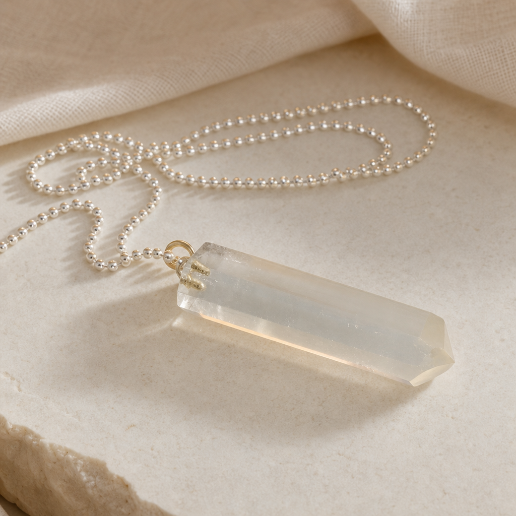Clear Quartz Point Pendant Necklace Hero Support B product image featuring Clear Quartz.