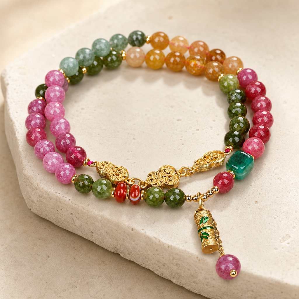 Multicolor Agate Bead Bracelet Hero Support B product image featuring Agate.