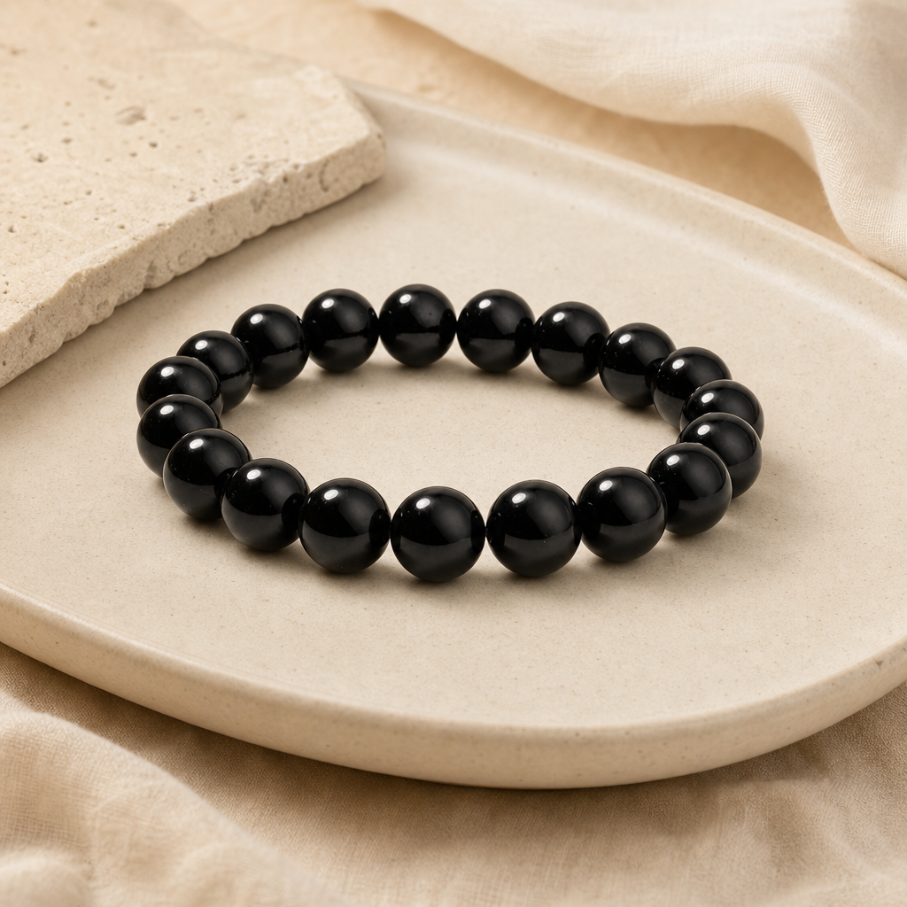 Black Agate Bead Bracelet Hero Support B product image featuring Agate.