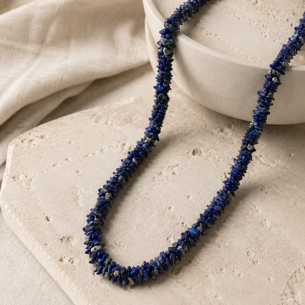 Lapis Lazuli Chip Necklace Hero Support B product image featuring Natural Stone.