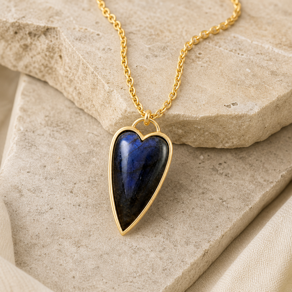 Copper Labradorite Heart Shape Necklace Hero Support B product image featuring Labradorite.