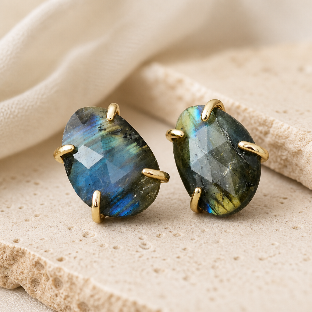 Labradorite Stud Earrings Hero Support B product image featuring Labradorite.