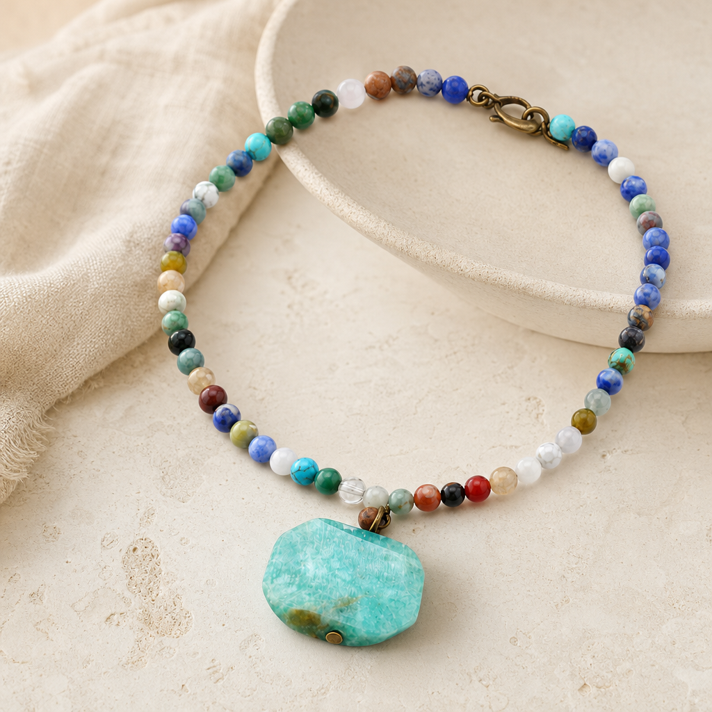 Amazonite Choker Necklace Hero Support B product image featuring Natural Stone.