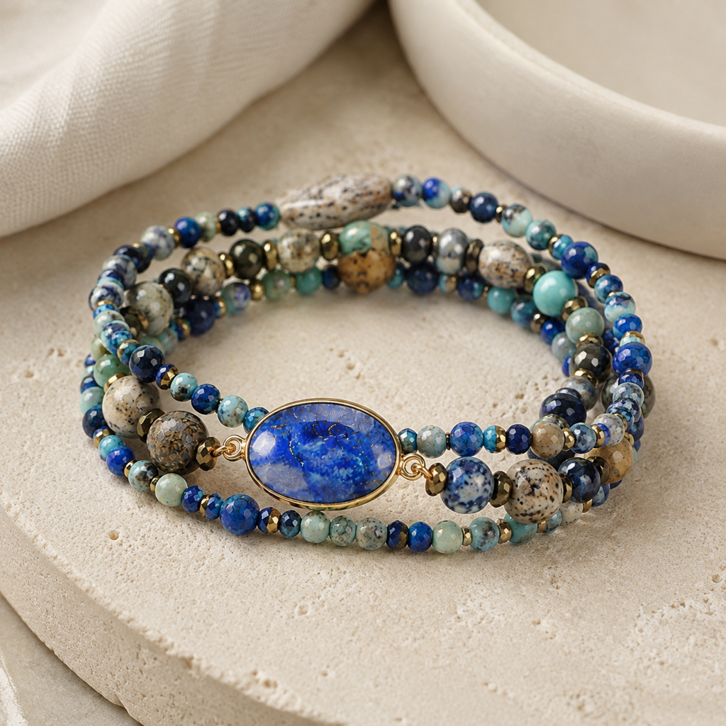 Imperial Stone Heart Three Layered Bracelet Hero Support B product image featuring Lapis Lazuli.