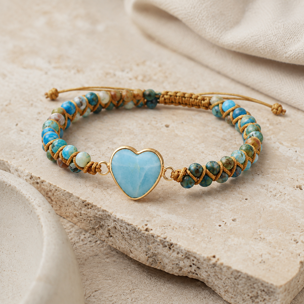 Heart Shape Beaded Bracelet Hero Support B product image featuring Imperial Jasper.
