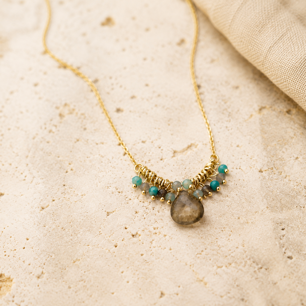 Smoky Quartz Drop Necklace Hero Support B product image featuring Natural Stone.