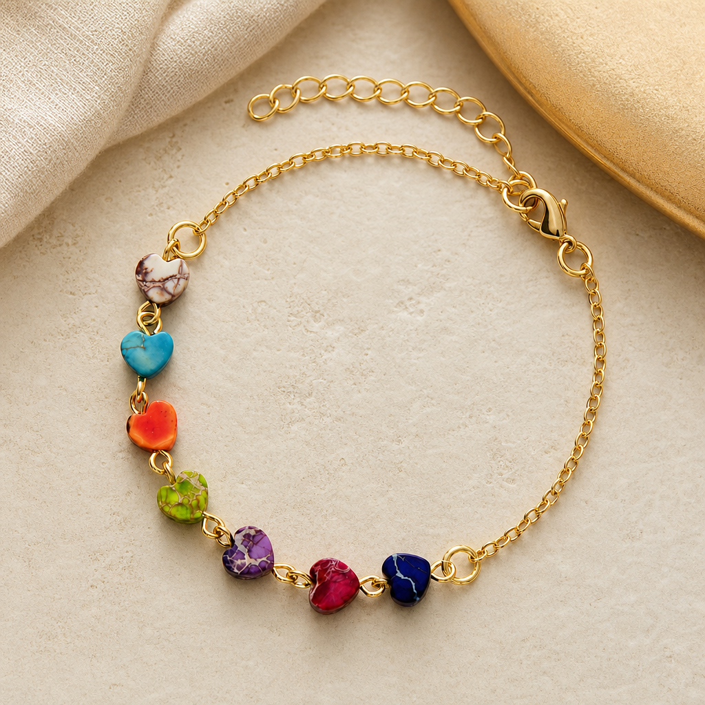 Heart Natural Stone Bracelet Hero Support B product image featuring Natural Stone.