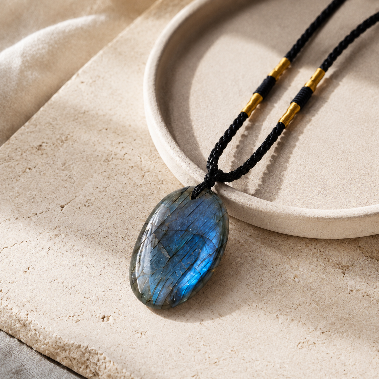 Labradorite Rough Stone Pendant Necklace Hero Support B product image featuring Labradorite.