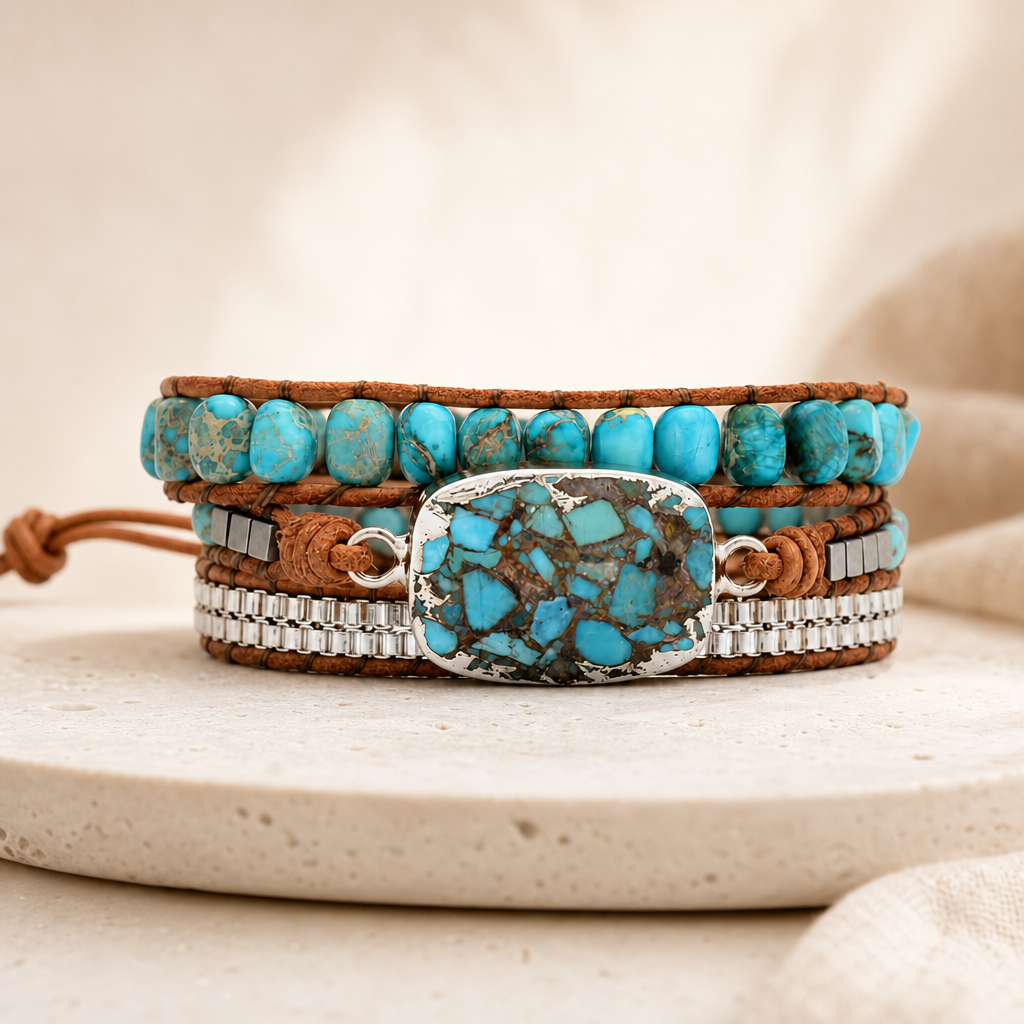 Handmade Natural Stone Copper Bracelet Hero Support B product image featuring Copper.