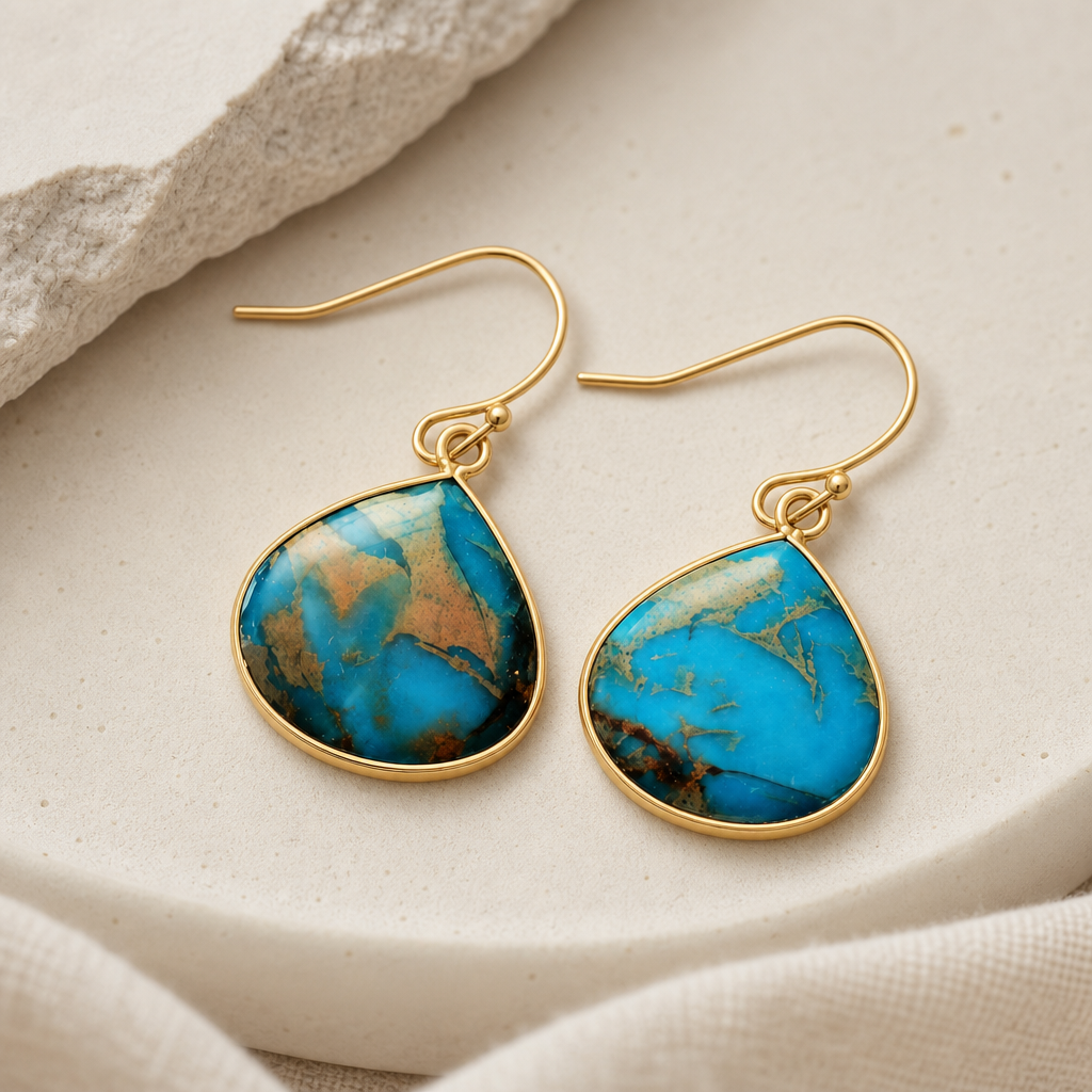 18K Gold Plated Natural Stone Earrings Hero Support B product image featuring 18k Gold Plated.