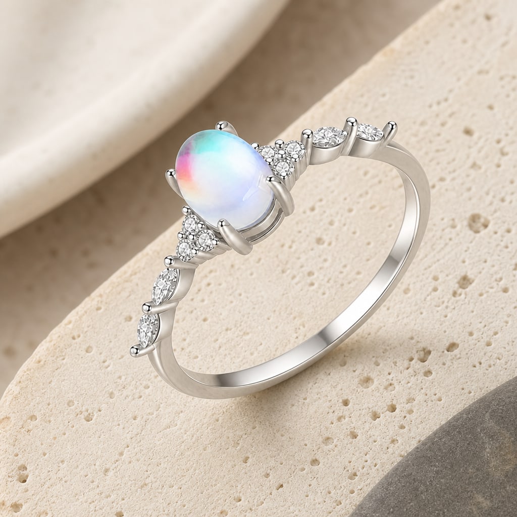 Moonstone Silver Ring Hero Support B product image featuring Moonstone.