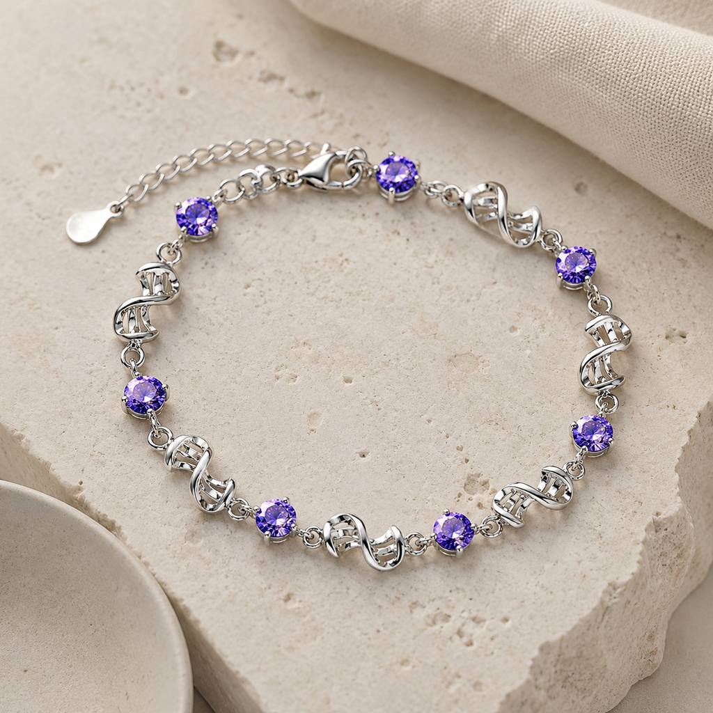 Amethyst Silver Link Bracelet Hero Support B product image featuring Amethyst.