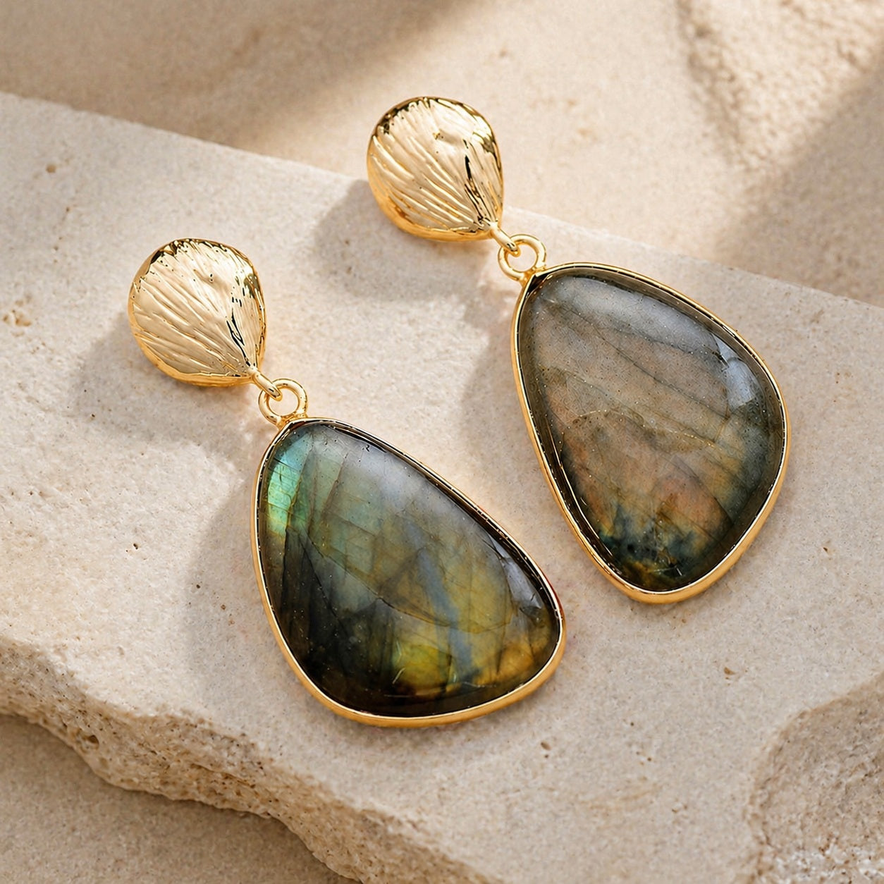 Labradorite Drop Earrings Premium Mood product image featuring Labradorite.