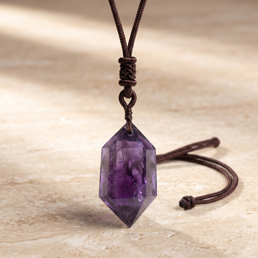 Amethyst Hexagonal Pendant Necklace Premium Mood product image featuring Amethyst.