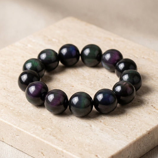 Rainbow Eye Obsidian Protection Bracelet Premium Mood product image featuring Black Obsidian.