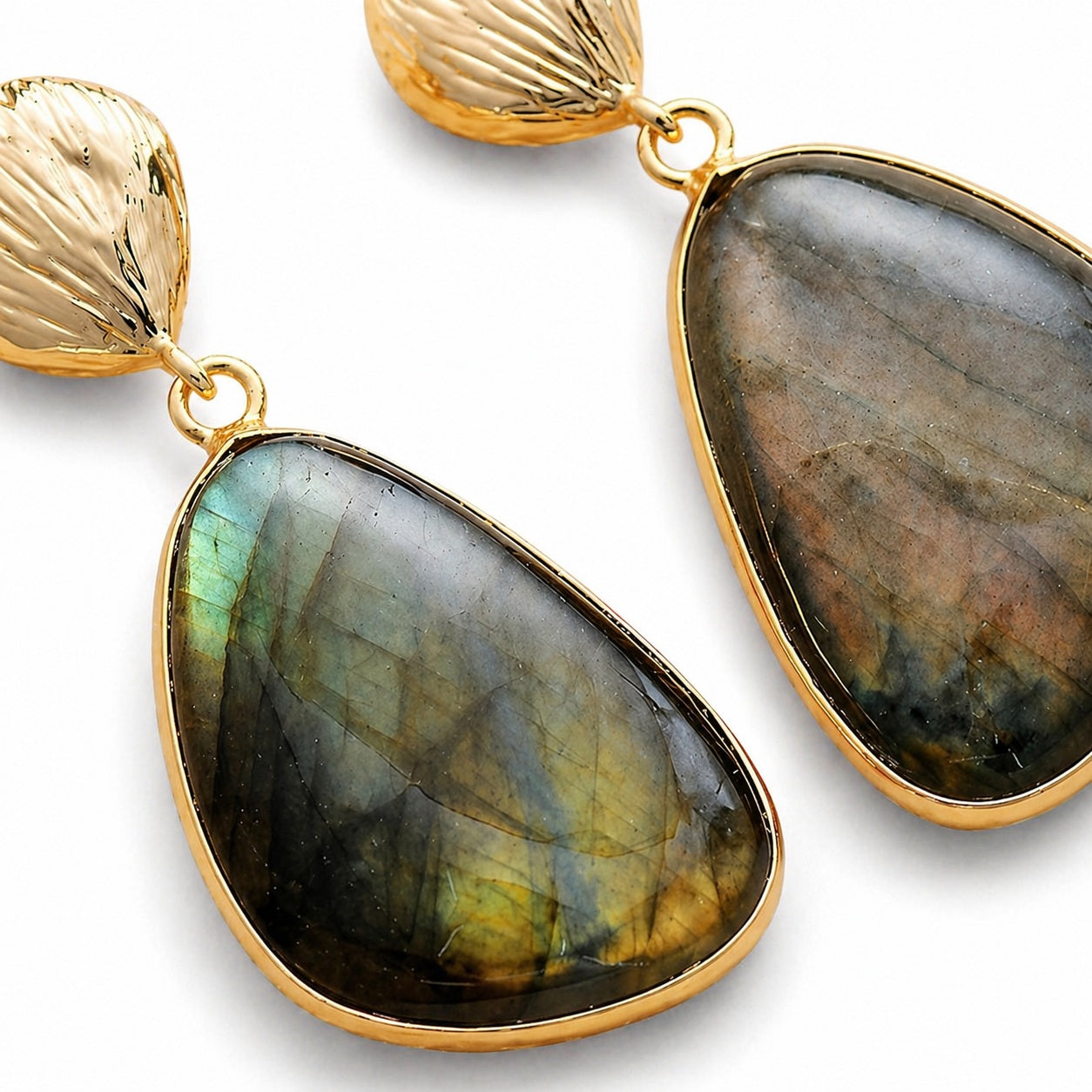 Labradorite Drop Earrings Macro Detail product image featuring Labradorite.