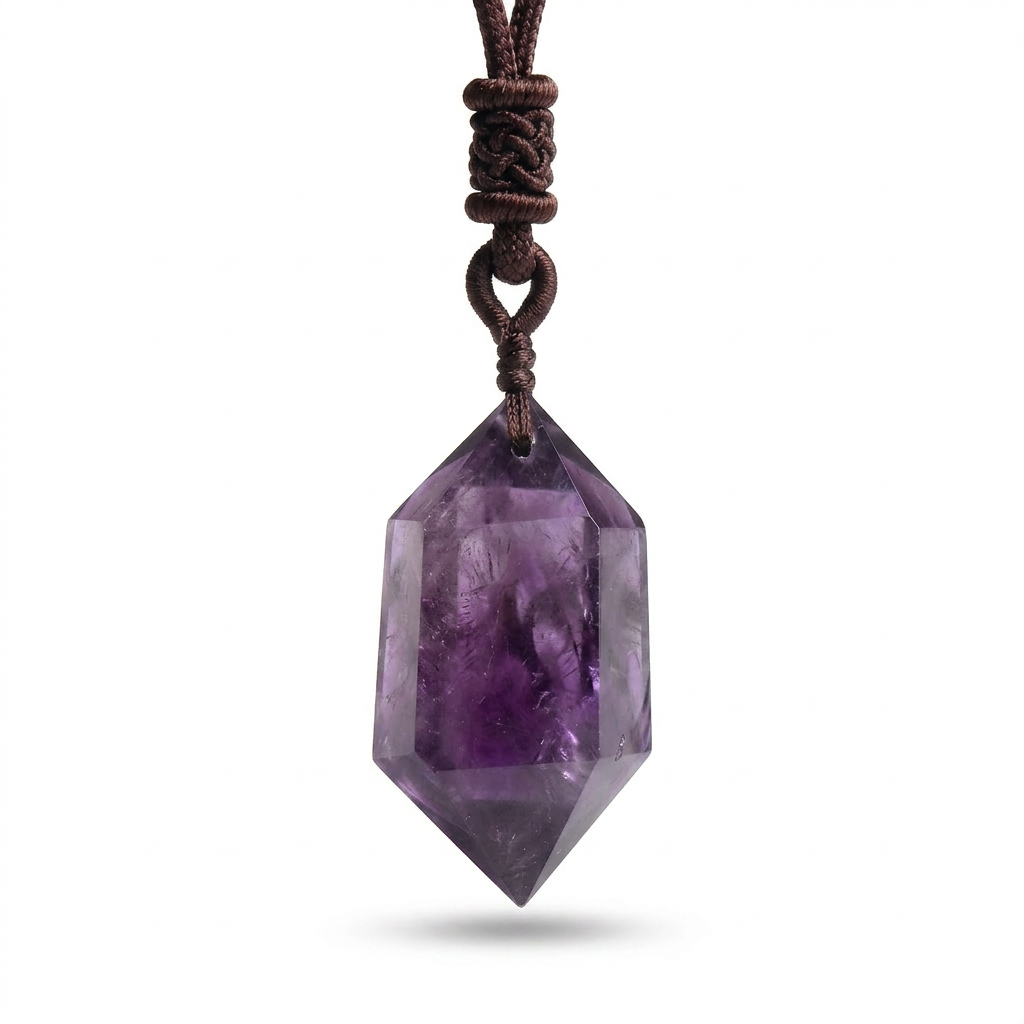 Amethyst Hexagonal Pendant Necklace Macro Detail product image featuring Amethyst.