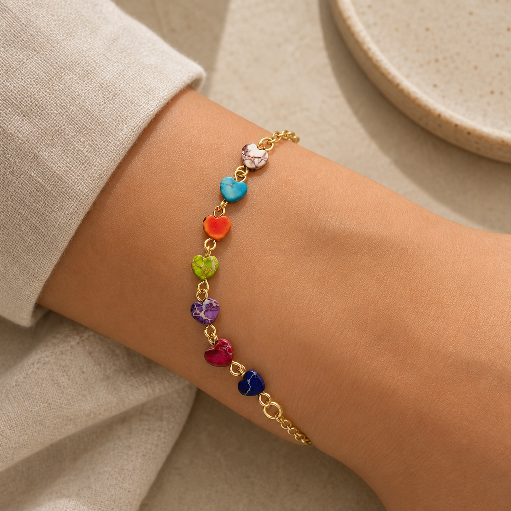 Heart Natural Stone Bracelet Story Lifestyle product image featuring Natural Stone.