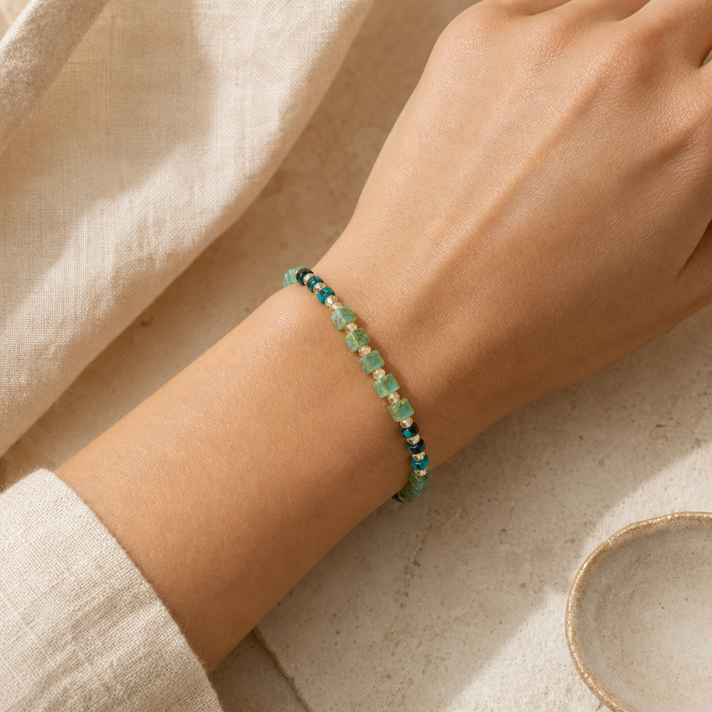 Crystal & Natural Stone Bracelet Story Lifestyle product image featuring Crystal.