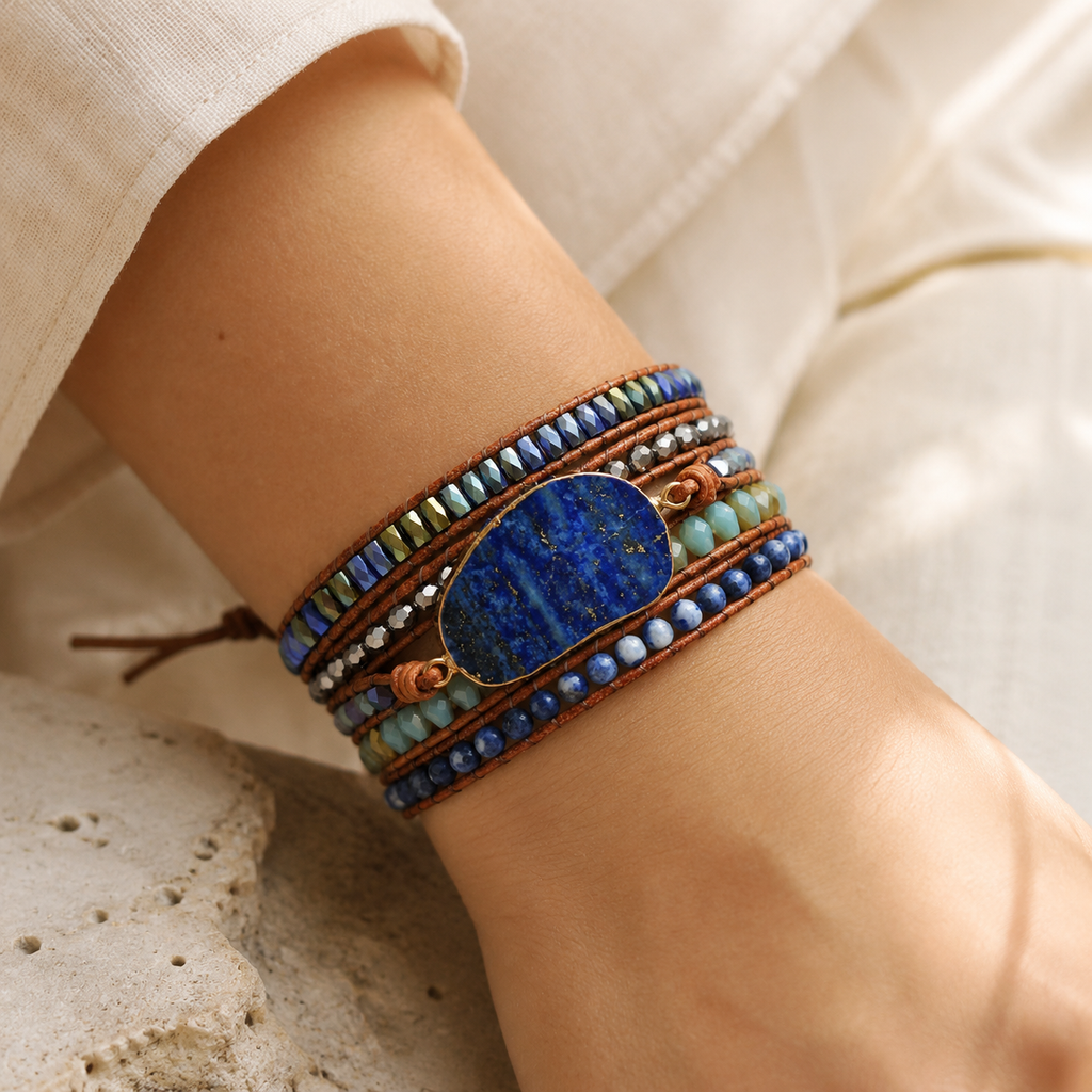 Lapis Lazuli Layered Bracelet Story Lifestyle product image featuring Lapis Lazuli.