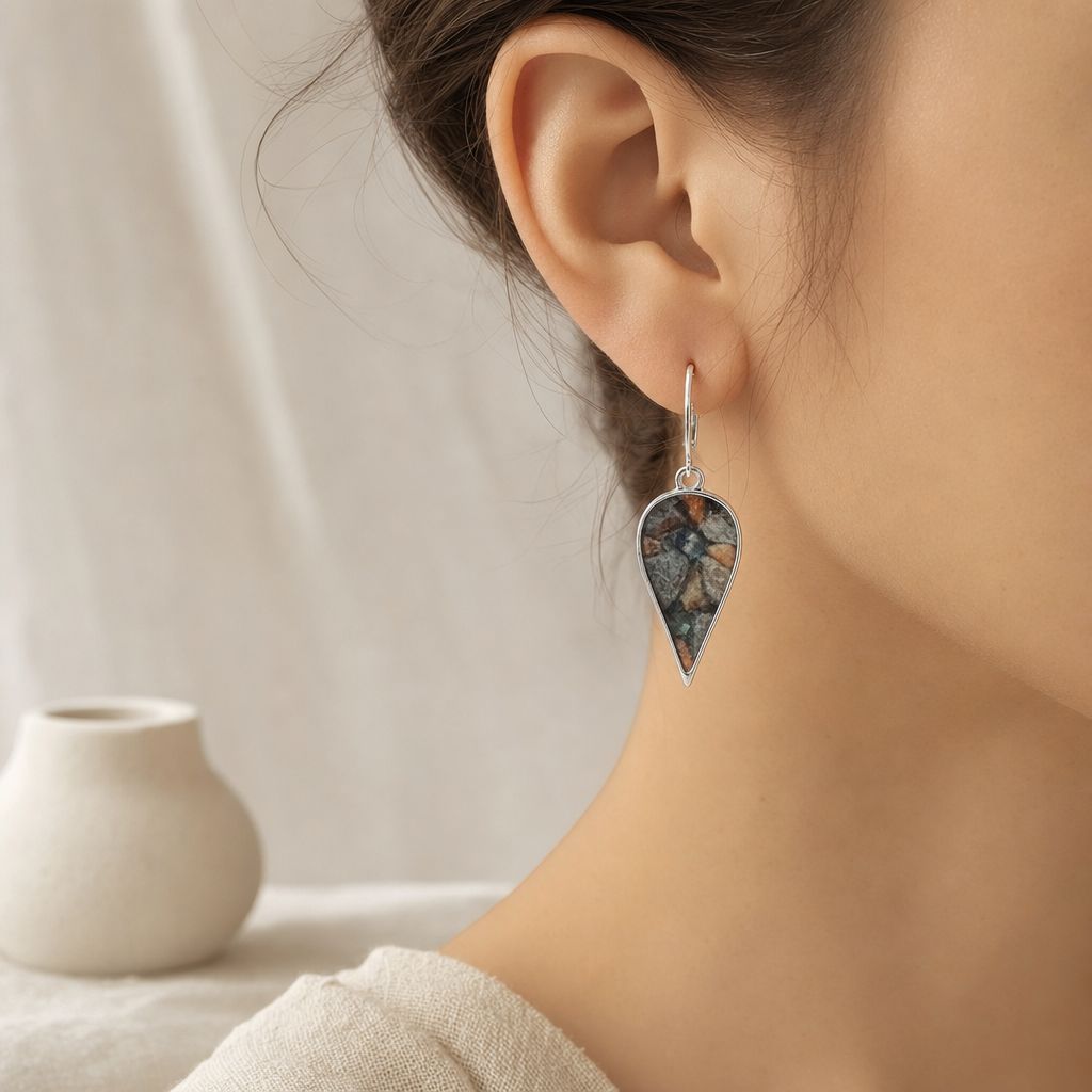 Natural Stone Dangle Earrings Story Lifestyle product image featuring Alloy.