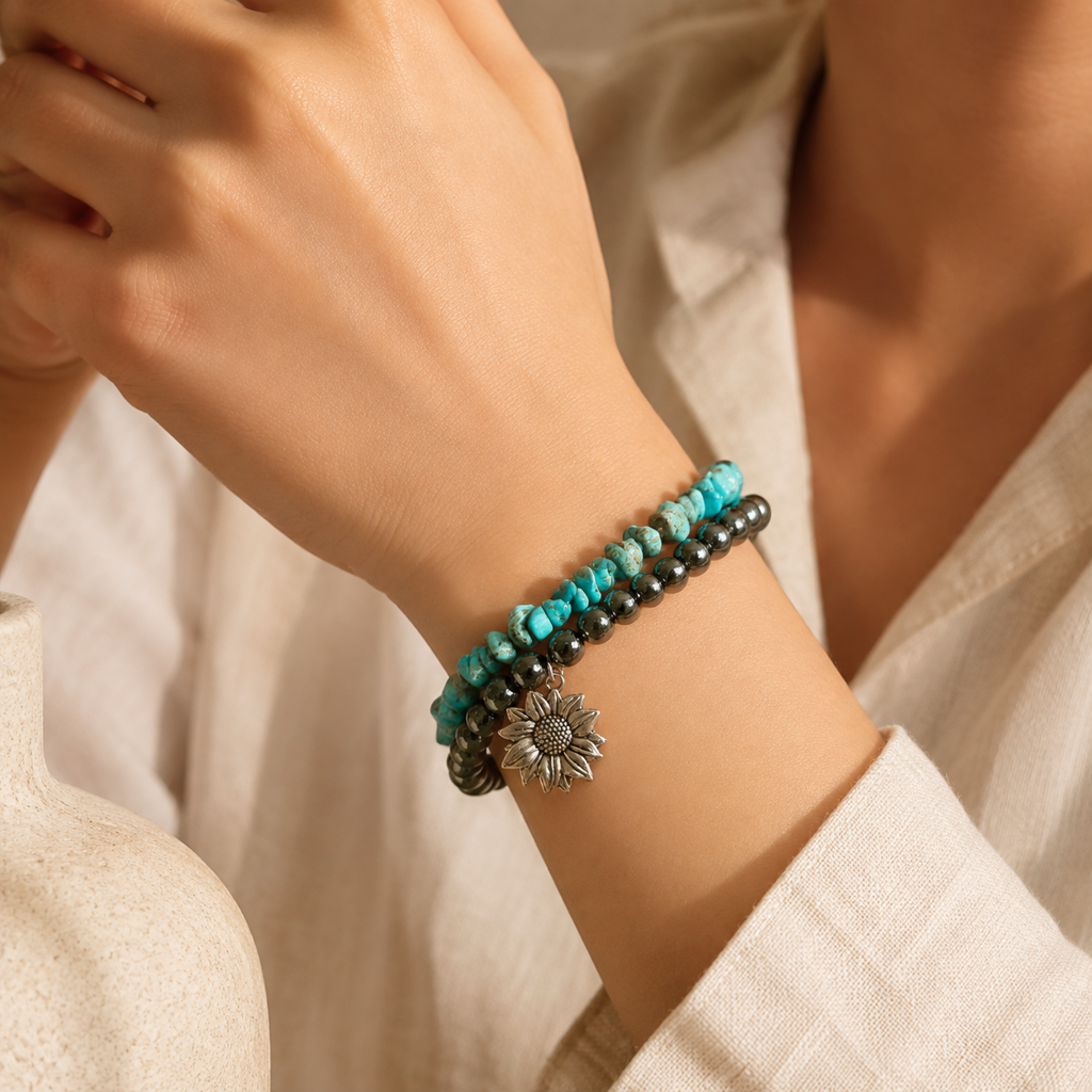 Turquoise Alloy Bracelet Story Lifestyle product image featuring Alloy.