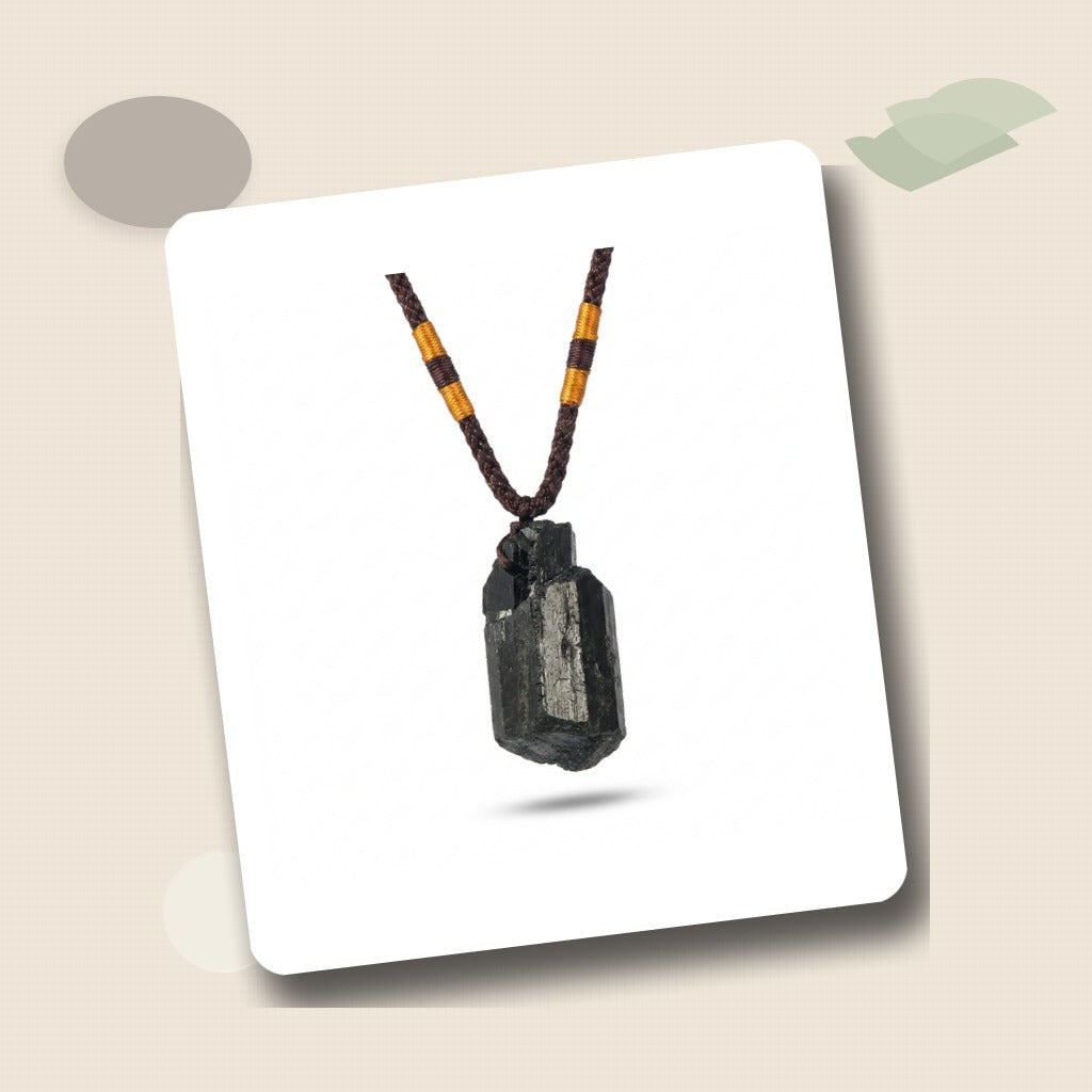 Black Tourmaline Protection Pendant Necklace Editorial Flatlay product image featuring Black Tourmaline.