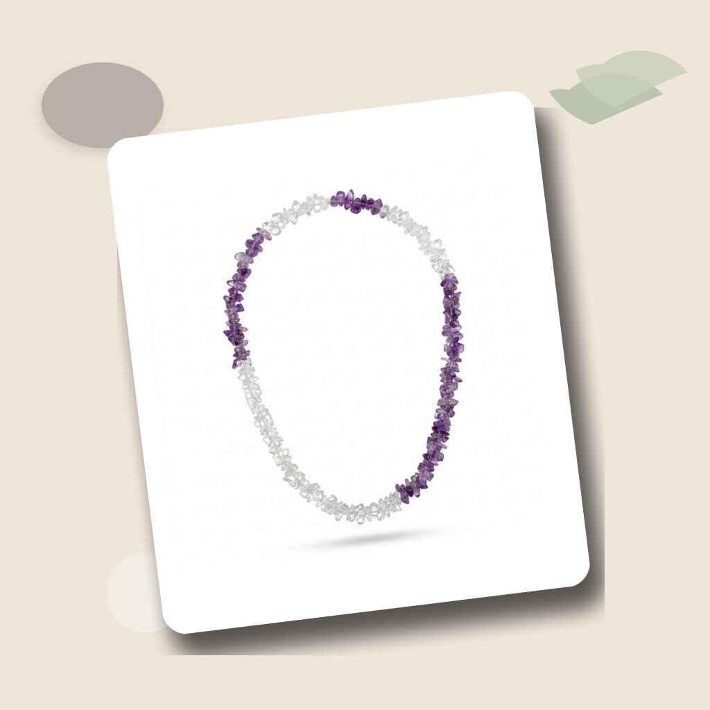 Amethyst & Clear Quartz Clarity Necklace Editorial Flatlay product image featuring Amethyst.