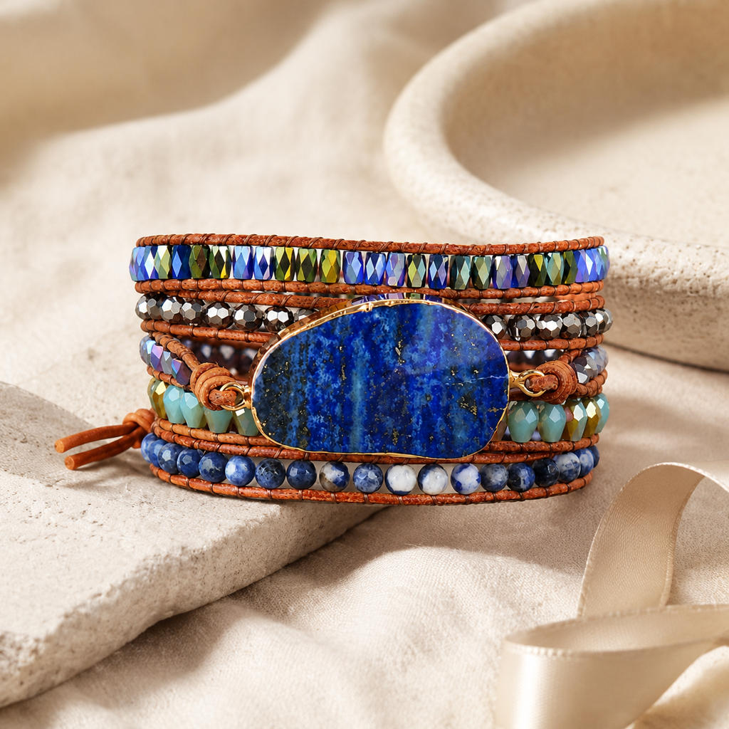 Lapis Lazuli Layered Bracelet Story Mood product image featuring Lapis Lazuli.