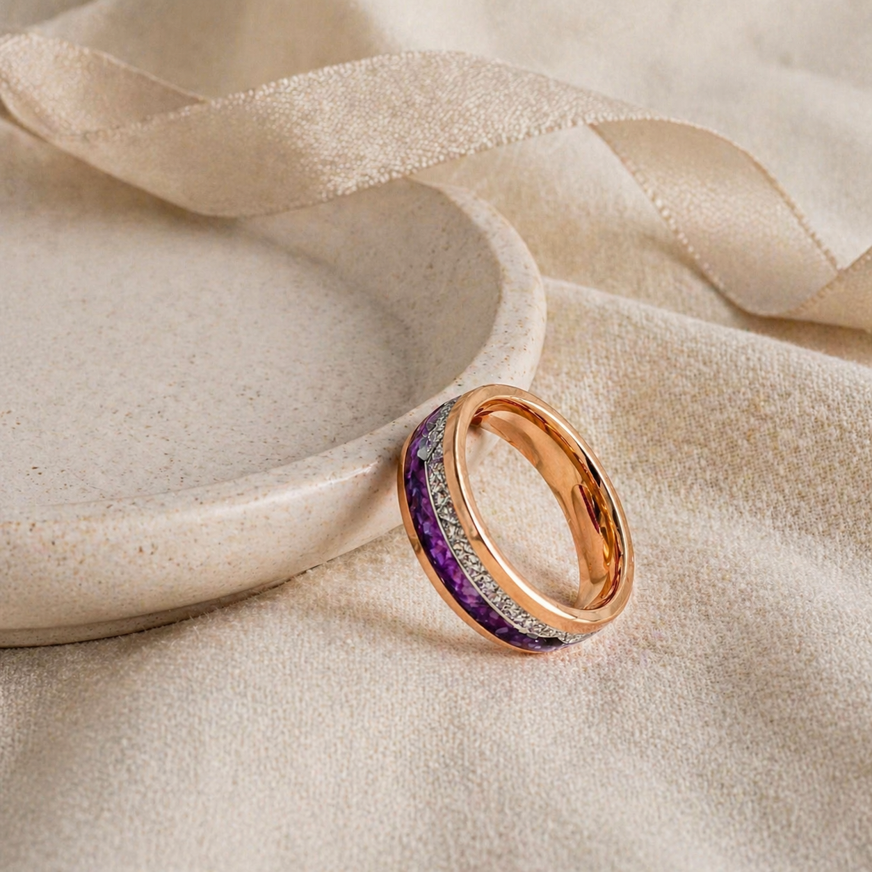 Rose Gold Amethyst Arrow Ring Story Mood product image featuring Amethyst.