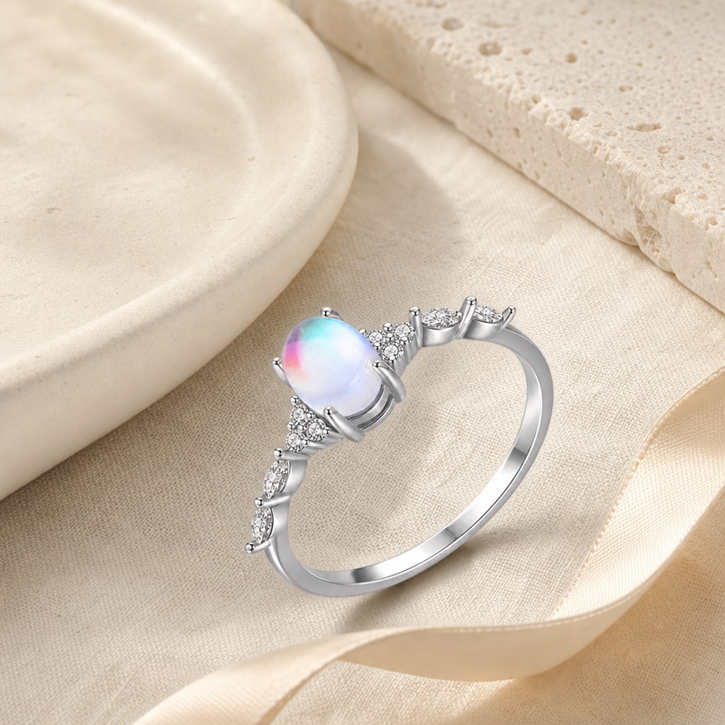 Moonstone Silver Ring Story Mood product image featuring Moonstone.