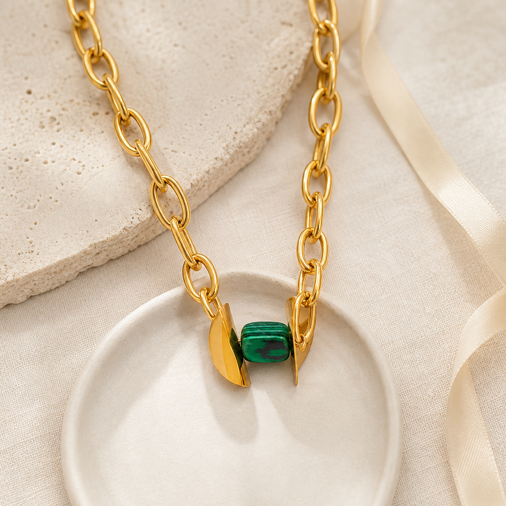Gold-Tone Natural Stone Pendant Necklace Story Mood product image featuring Natural Stone.