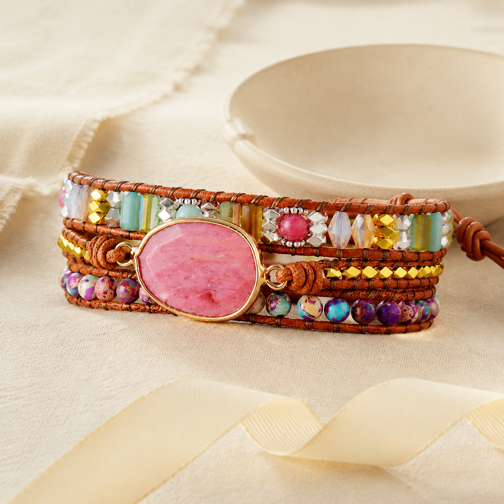 Handmade Crystal Beaded Natural Stone Bracelet Story Mood product image featuring Crystal.