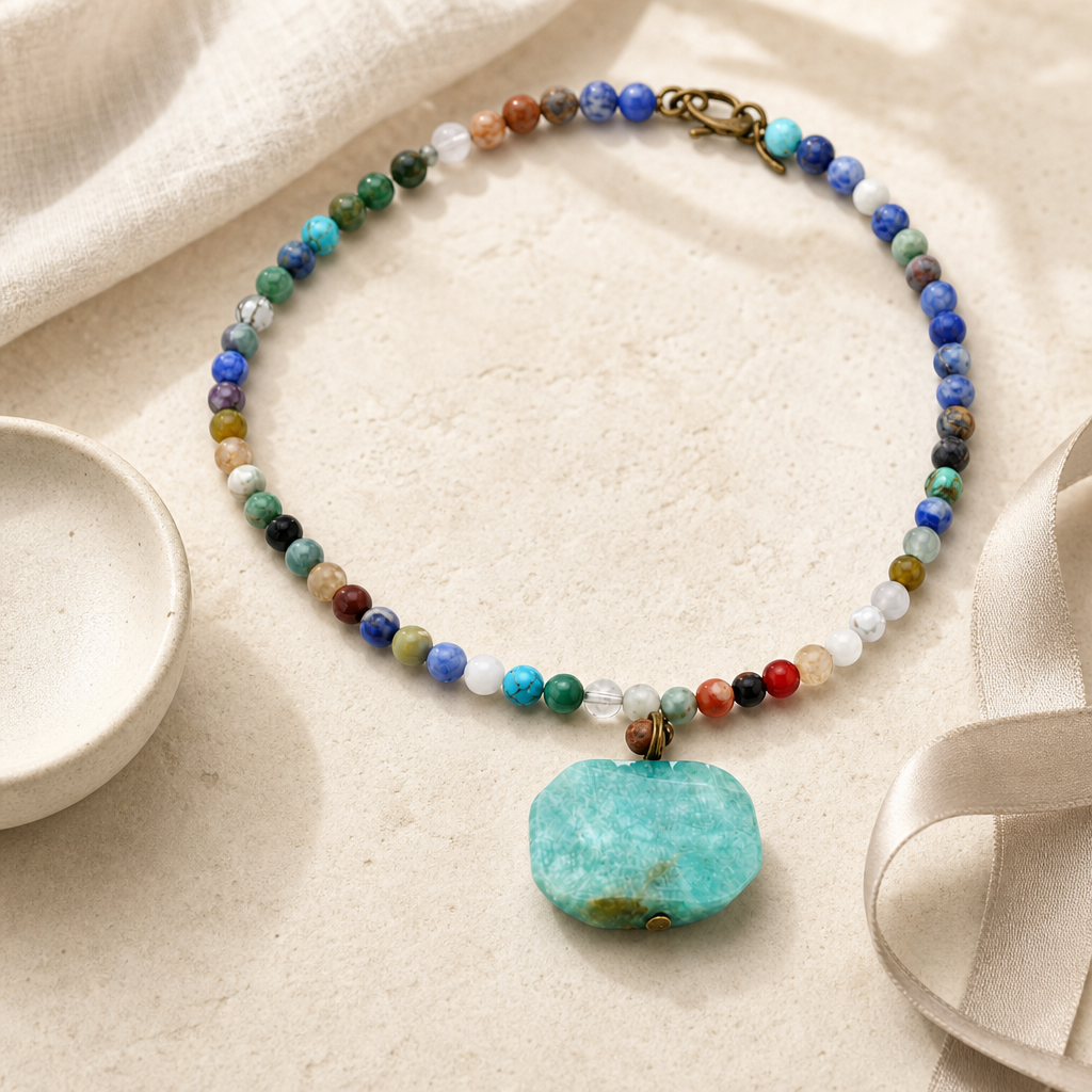 Amazonite Choker Necklace Story Mood product image featuring Natural Stone.
