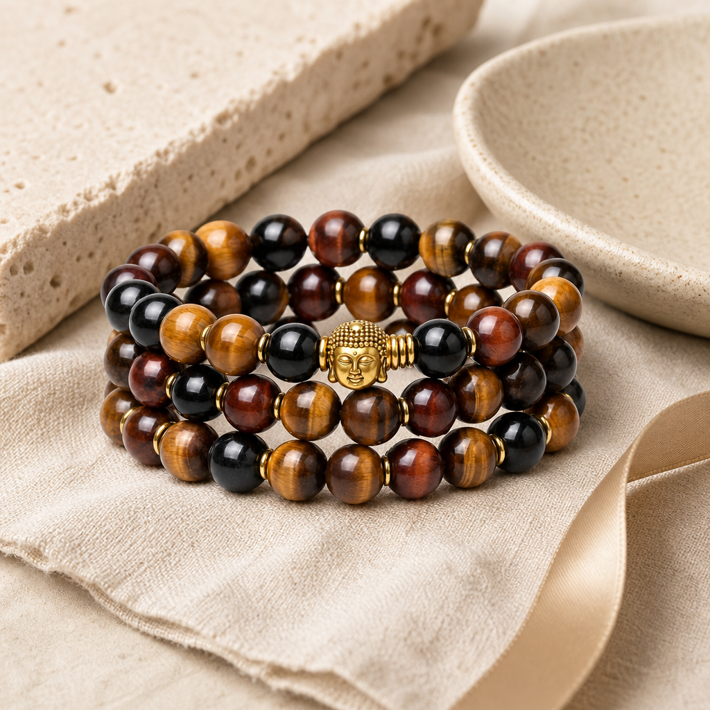 Tiger Eye Buddha Bead Bracelet Story Mood product image featuring Tiger Eye.