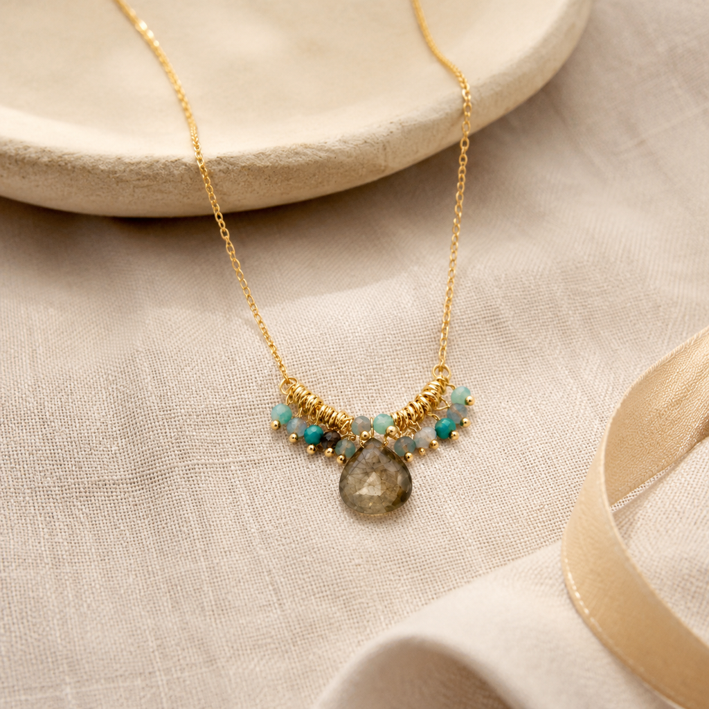 Smoky Quartz Drop Necklace Story Mood product image featuring Natural Stone.