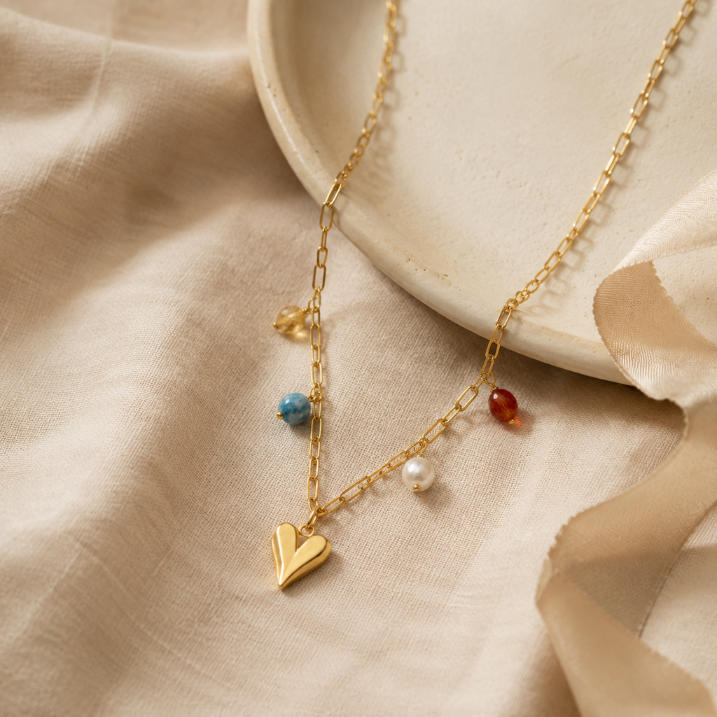 Titanium Steel Heart Pendant Necklace Story Mood product image featuring Freshwater Pearl.