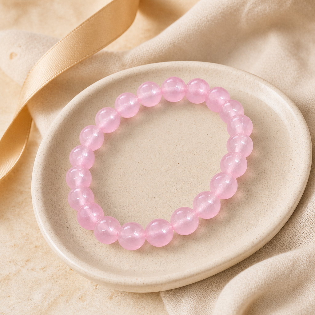 Natural Rose Quartz Bead Bracelet Story Mood product image featuring Rose Quartz.