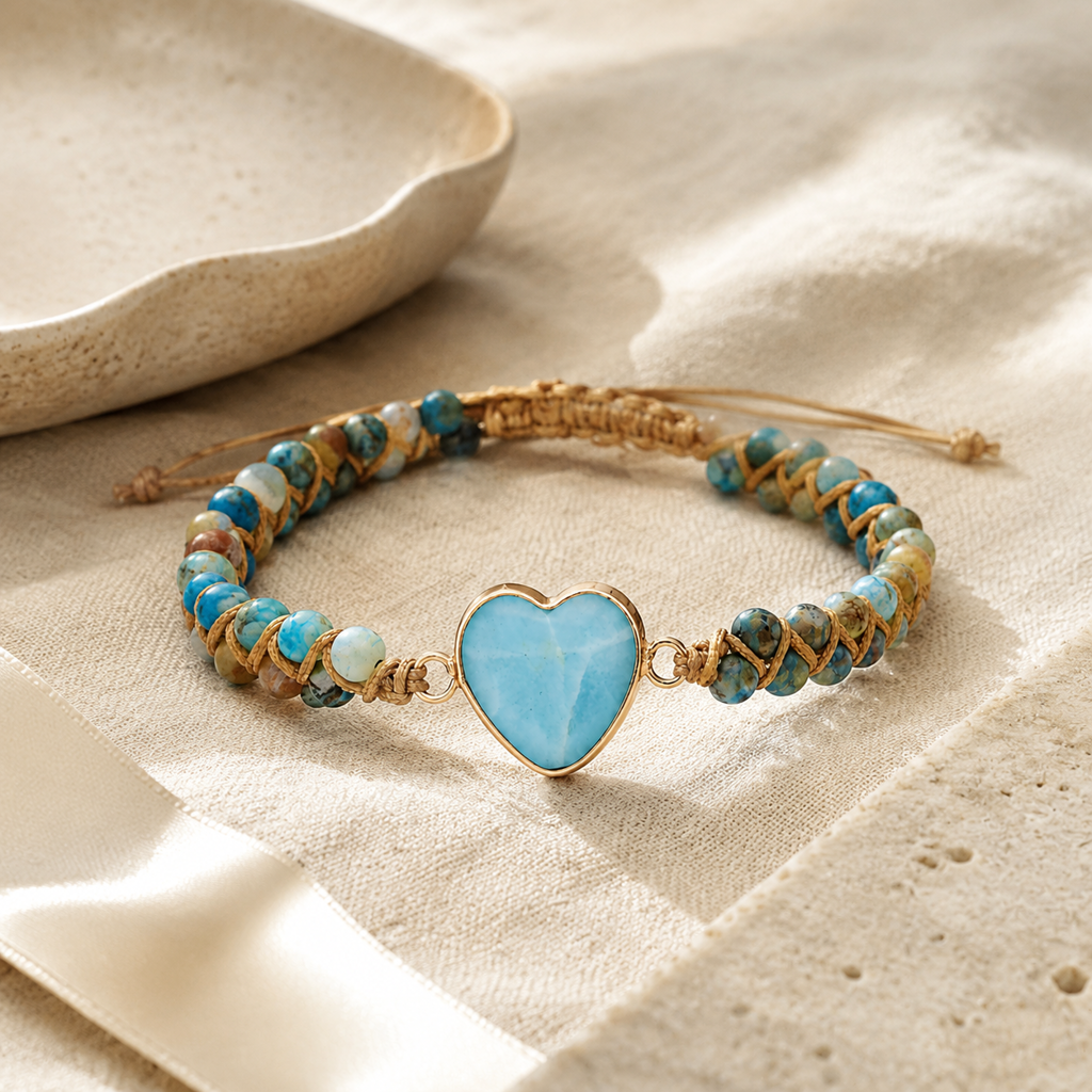 Heart Shape Beaded Bracelet Story Mood product image featuring Imperial Jasper.