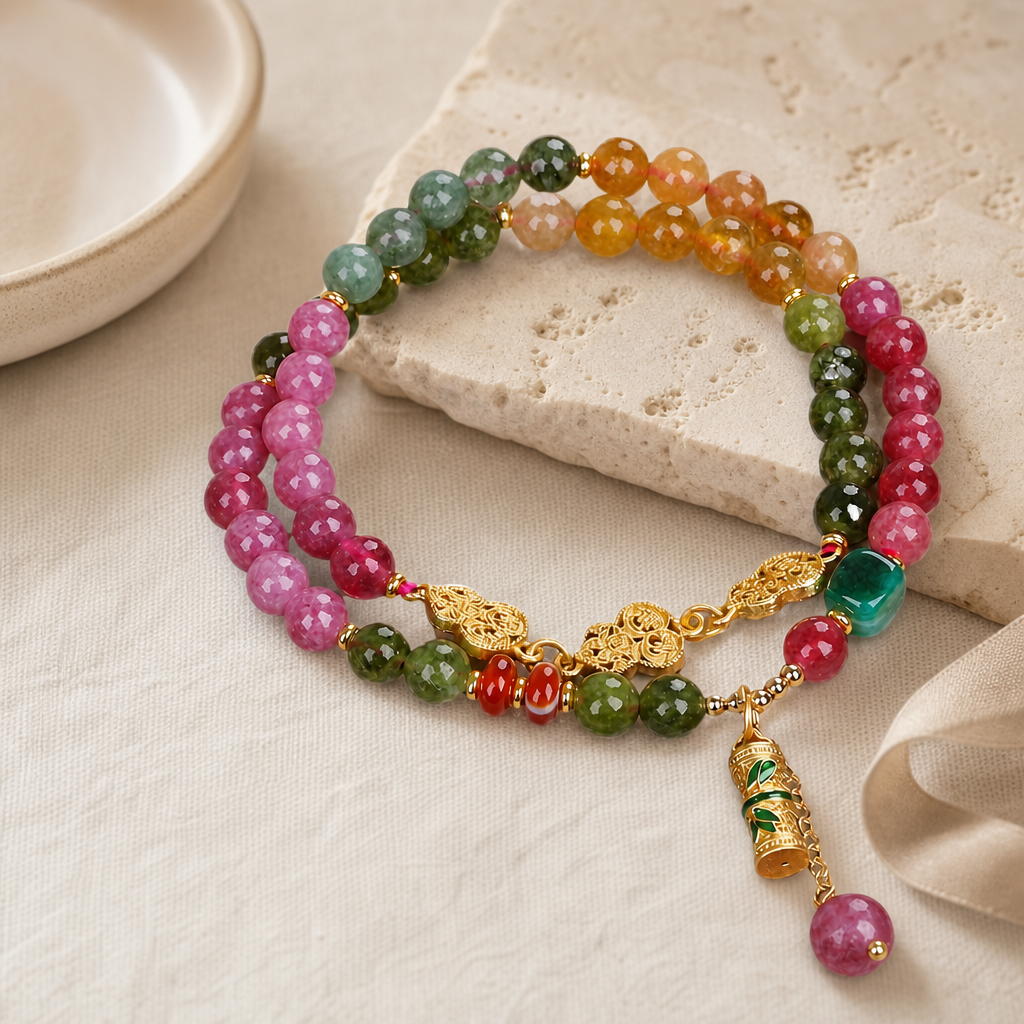 Jade Color Tourmaline Bead Bracelet Story Mood product image featuring Black Tourmaline.