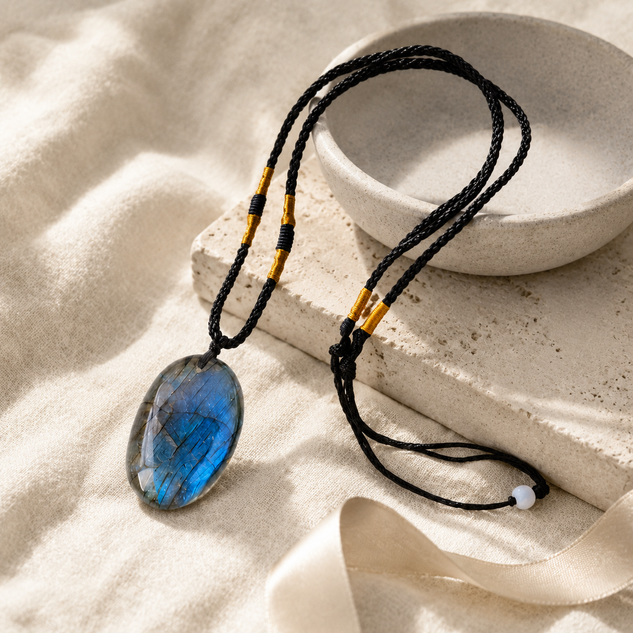 Labradorite Rough Stone Pendant Necklace Story Mood product image featuring Labradorite.