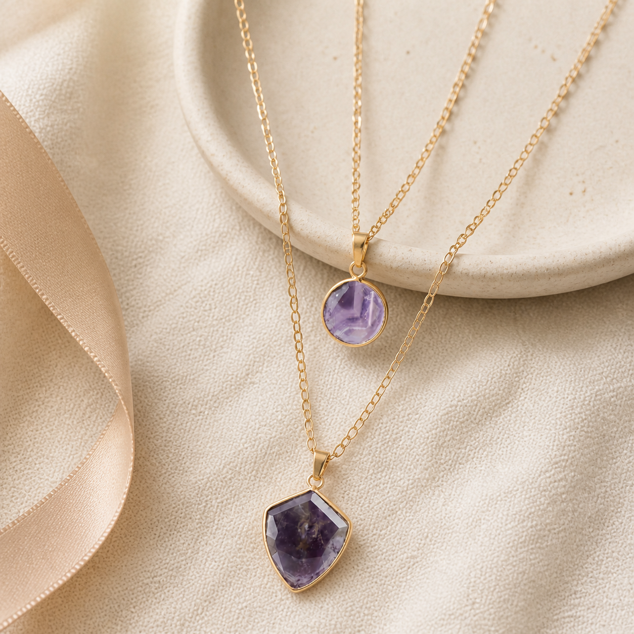Moonstone Pendant Double Chain Necklace Story Mood product image featuring Moonstone.